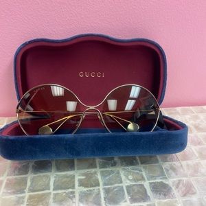 Brand New Gucci 60mm Round Sunglasses in Gold